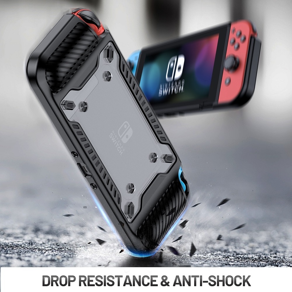 Game Protective Case For Nintendo Switch OLED Full Body Non-slip Soft Silicone Rubber + PC Shockproof Case Cover Guards