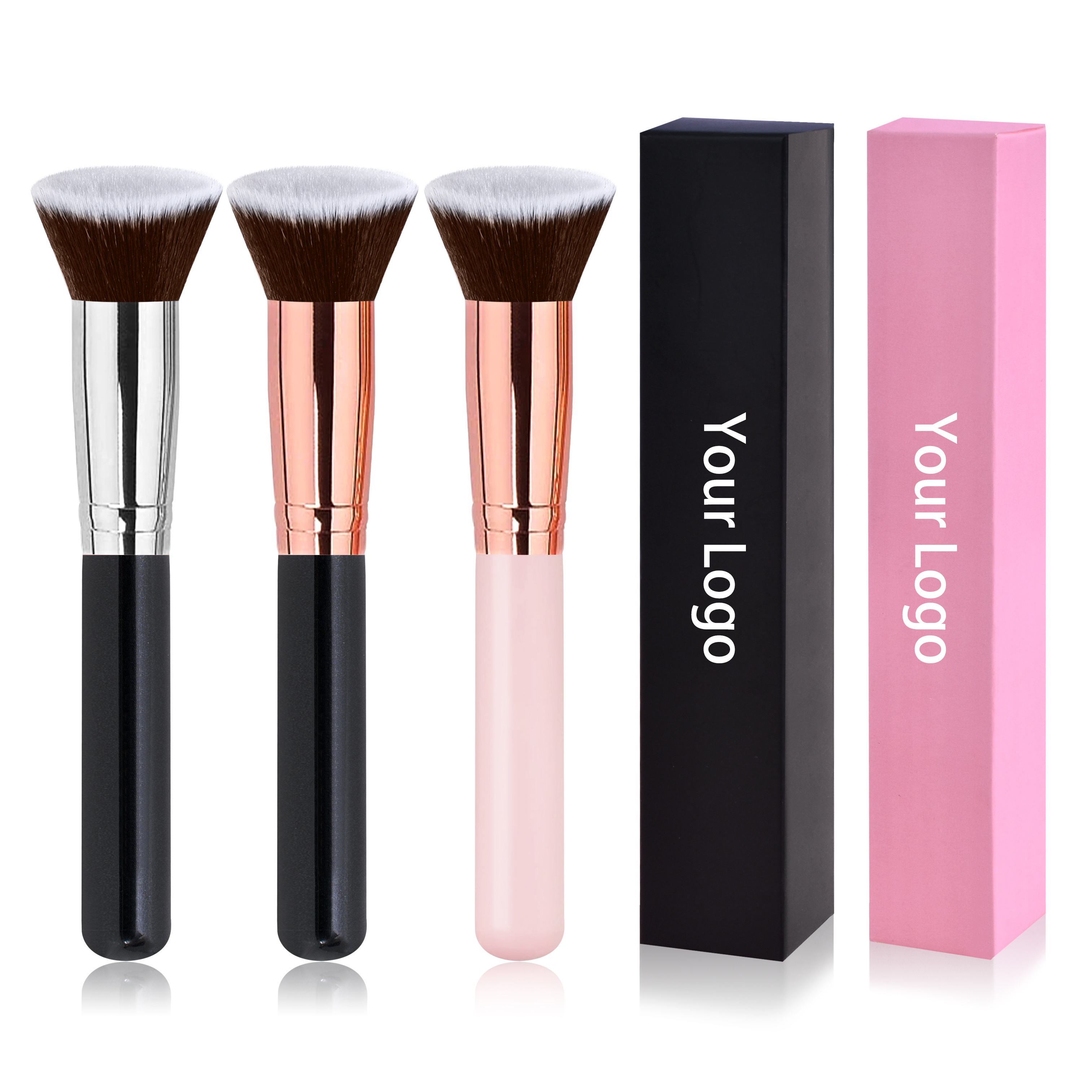 Best Selling Super Dense Synthetic Hair Flat Head Makeup Brushes Thick Soft Fibers Flat Top Kabuki Foundation Brush Pro