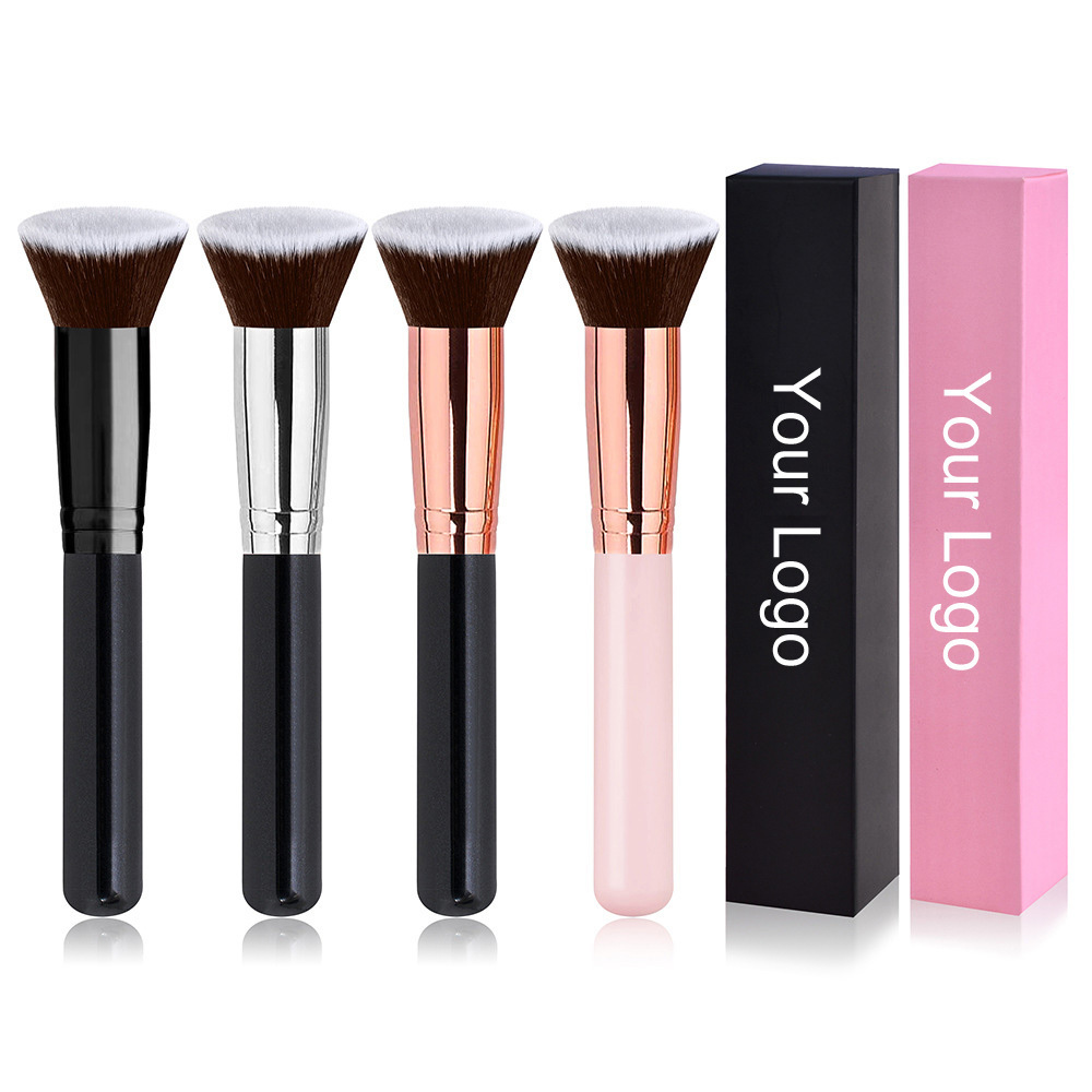 Best Selling Super Dense Synthetic Hair Flat Head Makeup Brushes Thick Soft Fibers Flat Top Kabuki Foundation Brush Pro