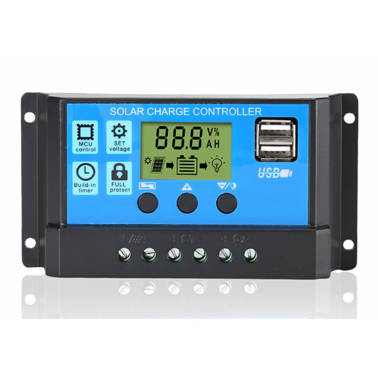 LED display Dual USB 24V 12V DC Output Bulb 30A 20A 10A manual Battery regulator solar charger PWM solar charge controller