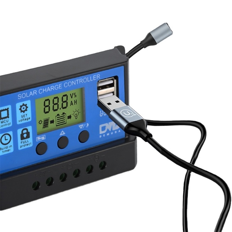 LED display Dual USB 24V 12V DC Output Bulb 30A 20A 10A manual Battery regulator solar charger PWM solar charge controller