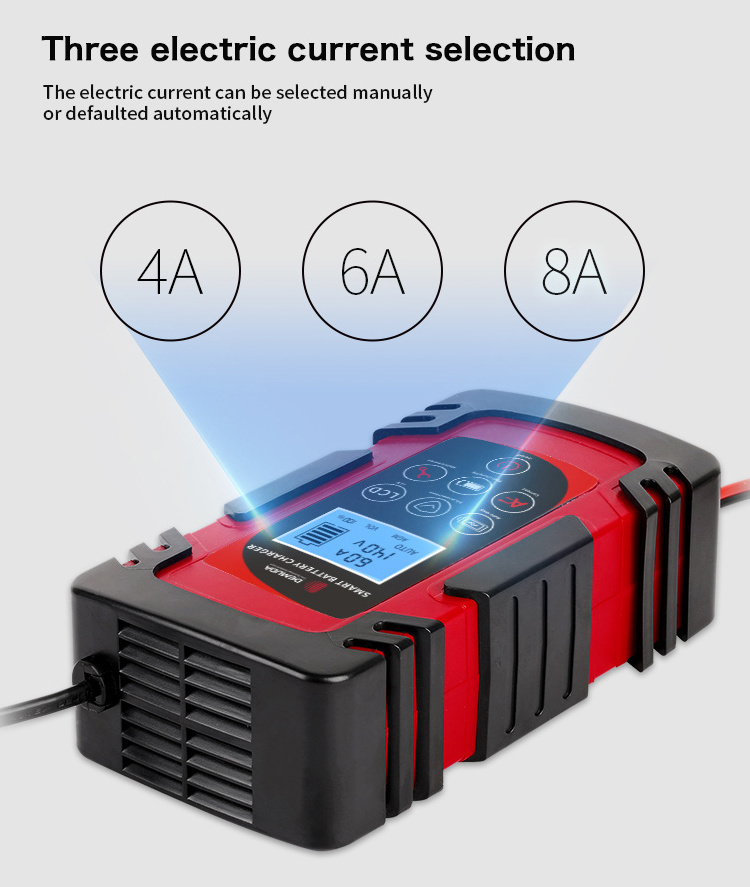 Automatic Portable Car Battery Charger 12V 24V Motorcycle pulse Repair Trickle Charger for GEL AGM Lead Acid Battery