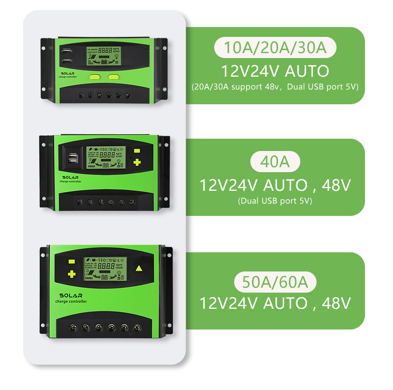 New Power Pwm Solar Charger Controller Digital 12v/24v/48v Solar Charge Controller 50a/60a Solar Regulator