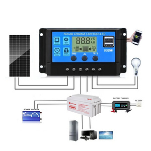 12V 24V Solar Panel Regulator with Adjustable LCD Display Dual USB Timer Setting PWM Auto Parameter Solar Charge Controller 30a