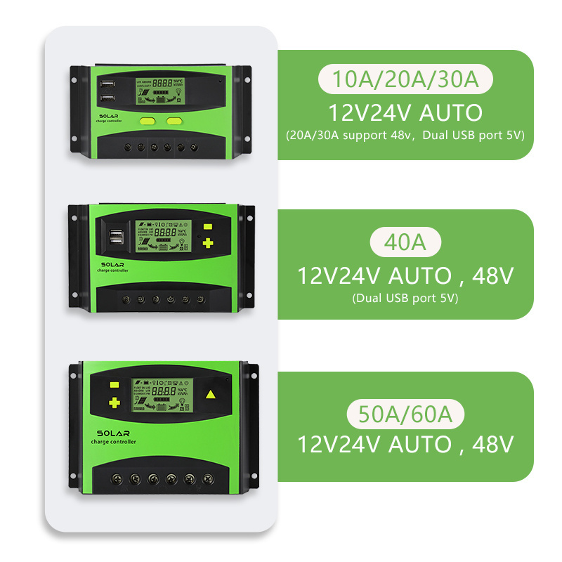 New Power Pwm Solar Charger Controller Digital 12v/24v/48v Solar Charge Controller 50a/60a Solar Regulator