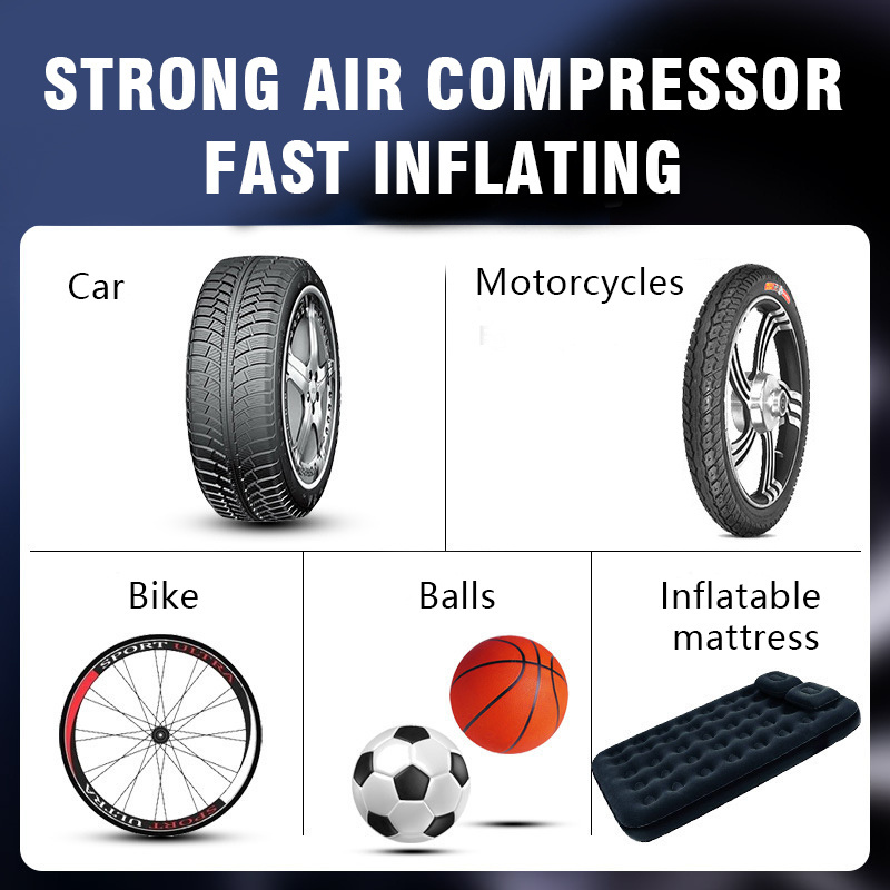 Quick Fill Cordless Air Compressor Auto Tire Inflator 12V DC Portable Air Pump with Digital Pressure for Car Tires Inflatables