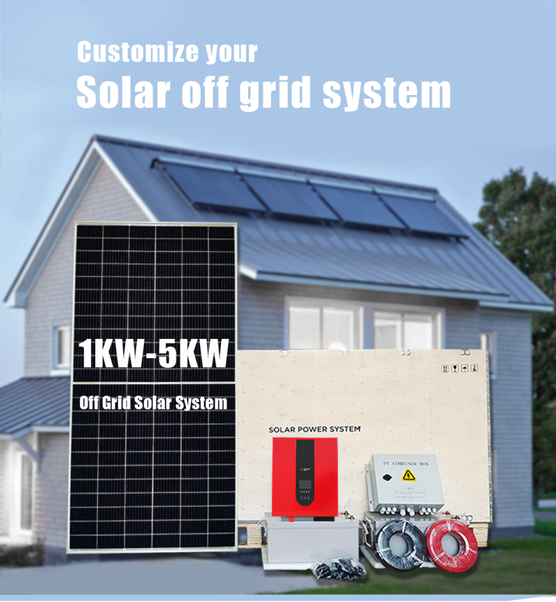 Solar Panal Off Grid Solar PV Roof Shingle System Lithium Battery Hybrid Inverter Solar Power System Kit for Home House Farm Use