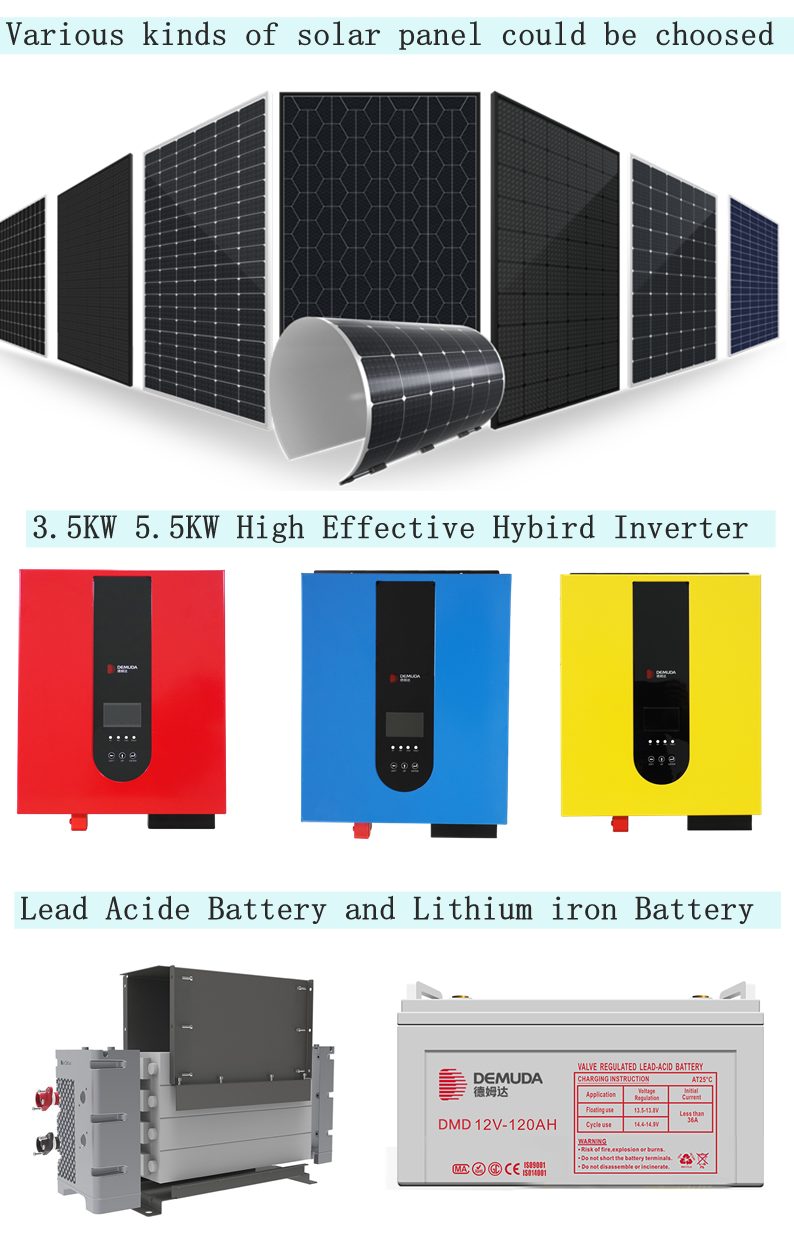 Solar Panal Off Grid Solar PV Roof Shingle System Lithium Battery Hybrid Inverter Solar Power System Kit for Home House Farm Use