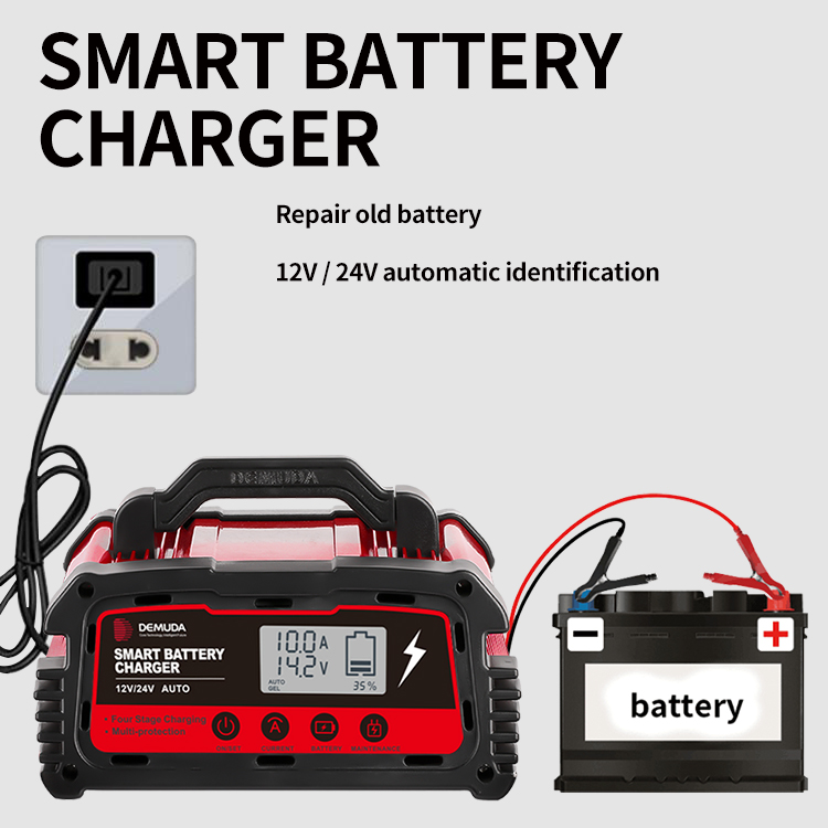 Automatic Smart Battery Charger Maintainer 12v With LCD Display Pulse Repair Charger Pack For Car Lawn Mower Motorcycle Boat SUV