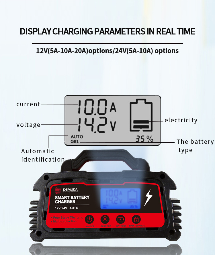 Automatic Smart Battery Charger Maintainer 12v With LCD Display Pulse Repair Charger Pack For Car Lawn Mower Motorcycle Boat SUV