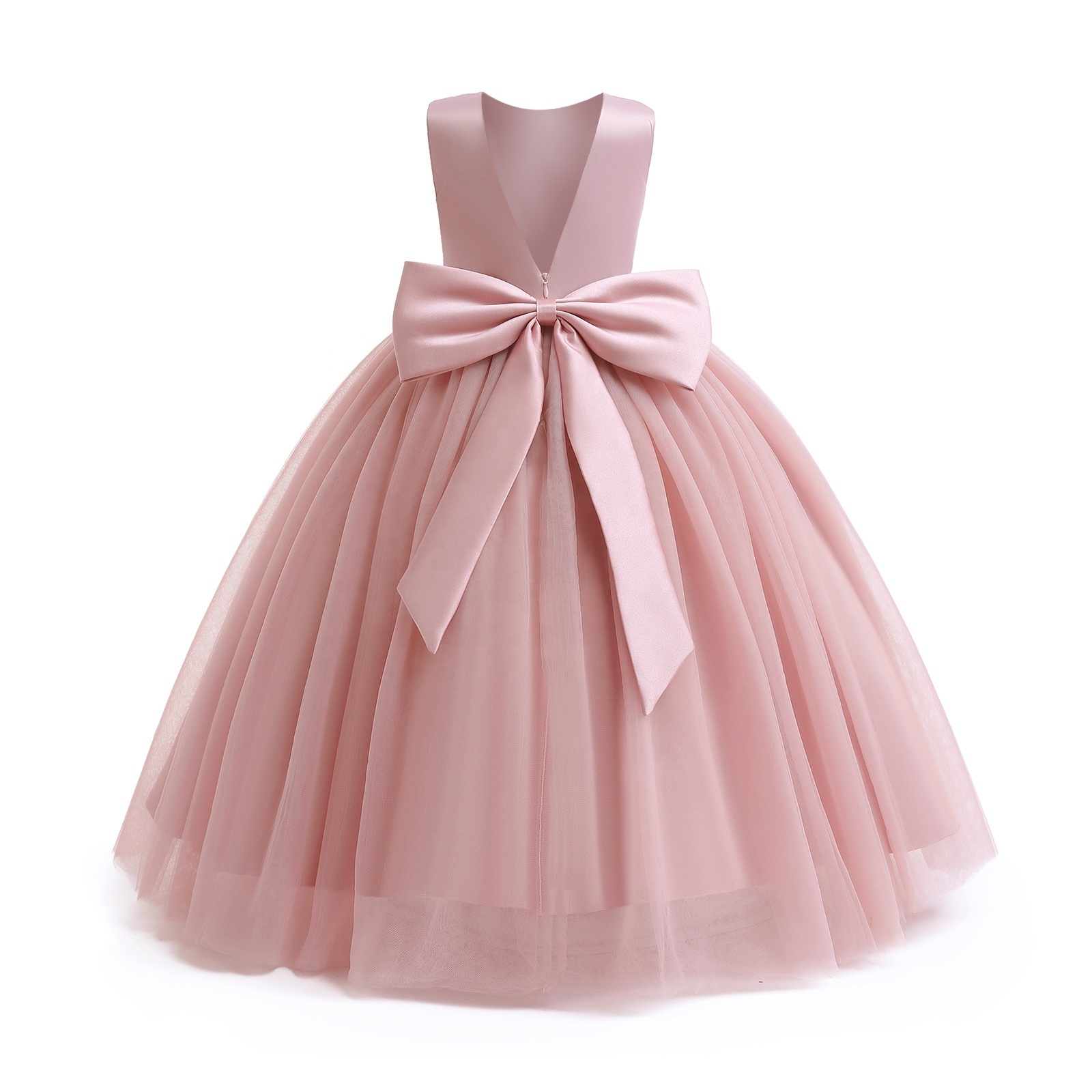 Flower Girls Tulle Dresses for Formal Wedding Party Luxury Satin Elegant Princess Pageant Long Fashion Girl Kids Dress 4-14Y