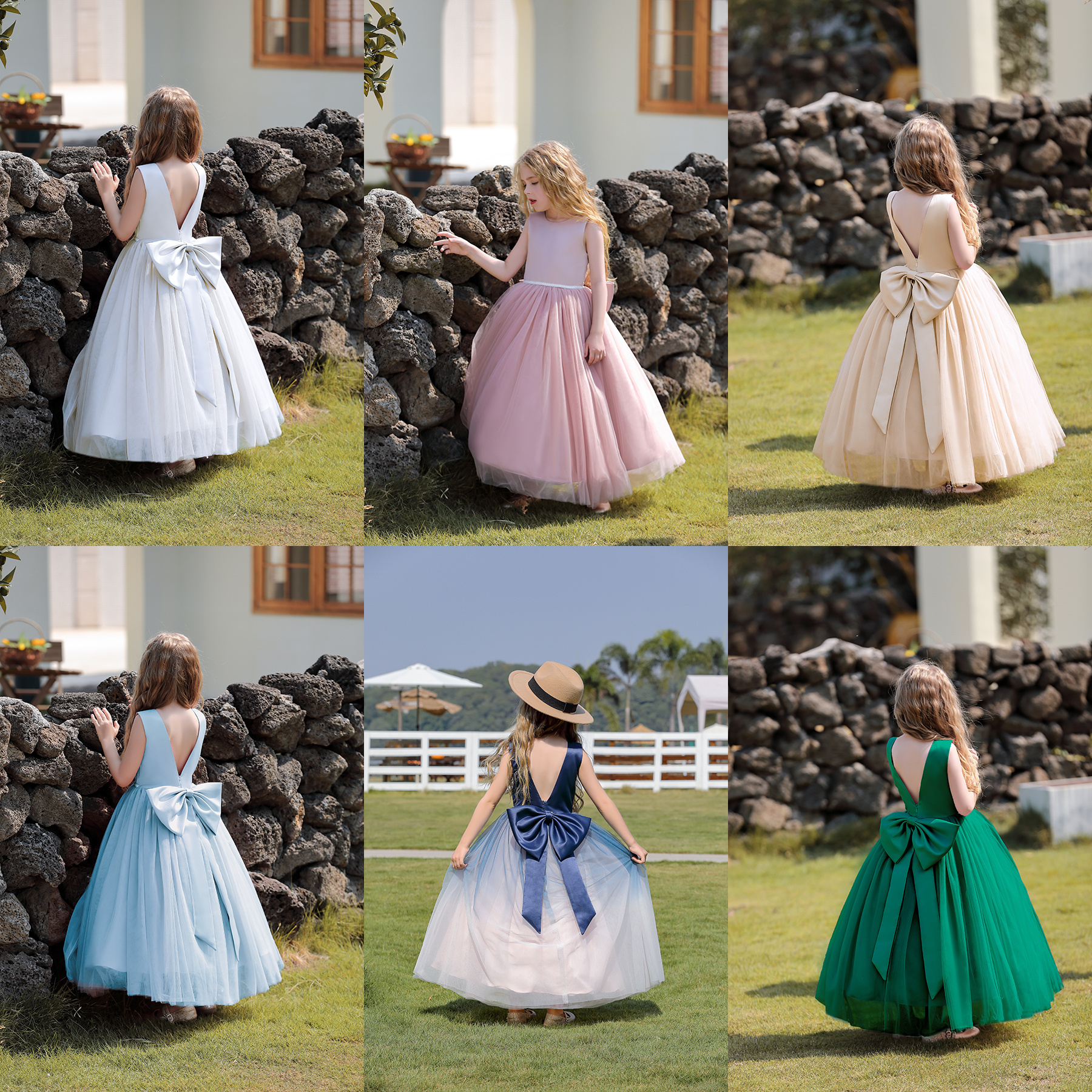 Flower Girls Tulle Dresses for Formal Wedding Party Luxury Satin Elegant Princess Pageant Long Fashion Girl Kids Dress 4-14Y