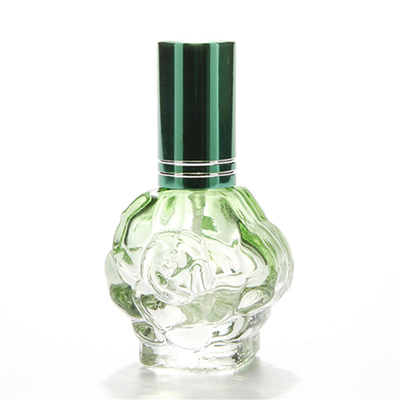 rose flower shaped perfume glass bottle women pink color bottle