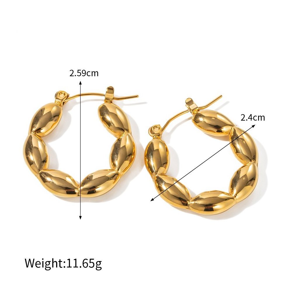 2023 new Europe ins style niche design women's premium stainless steel 18k gold hoops earrings jewelry accessories for party