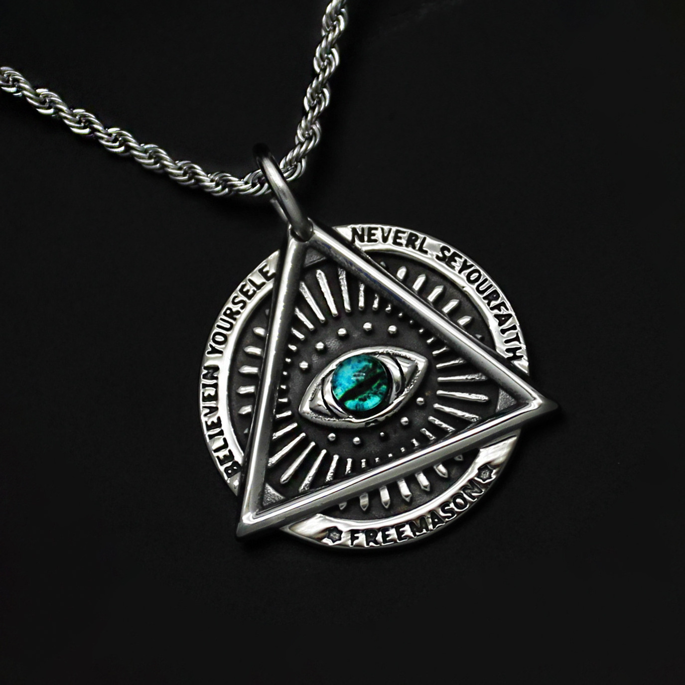 Europe and the United States personality retro 316 stainless steel trust eye punk necklace fashion pendant jewelry