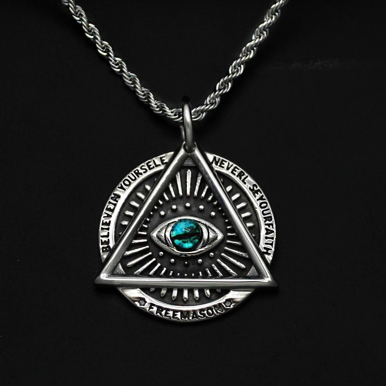 Europe and the United States personality retro 316 stainless steel trust eye punk necklace fashion pendant jewelry