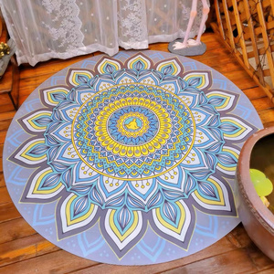 Extra Large round Vegan Suede Yoga Mat - Microfiber sublimation circle exercise mat, Absorbent mandala Exercise Mat, Non-Toxic