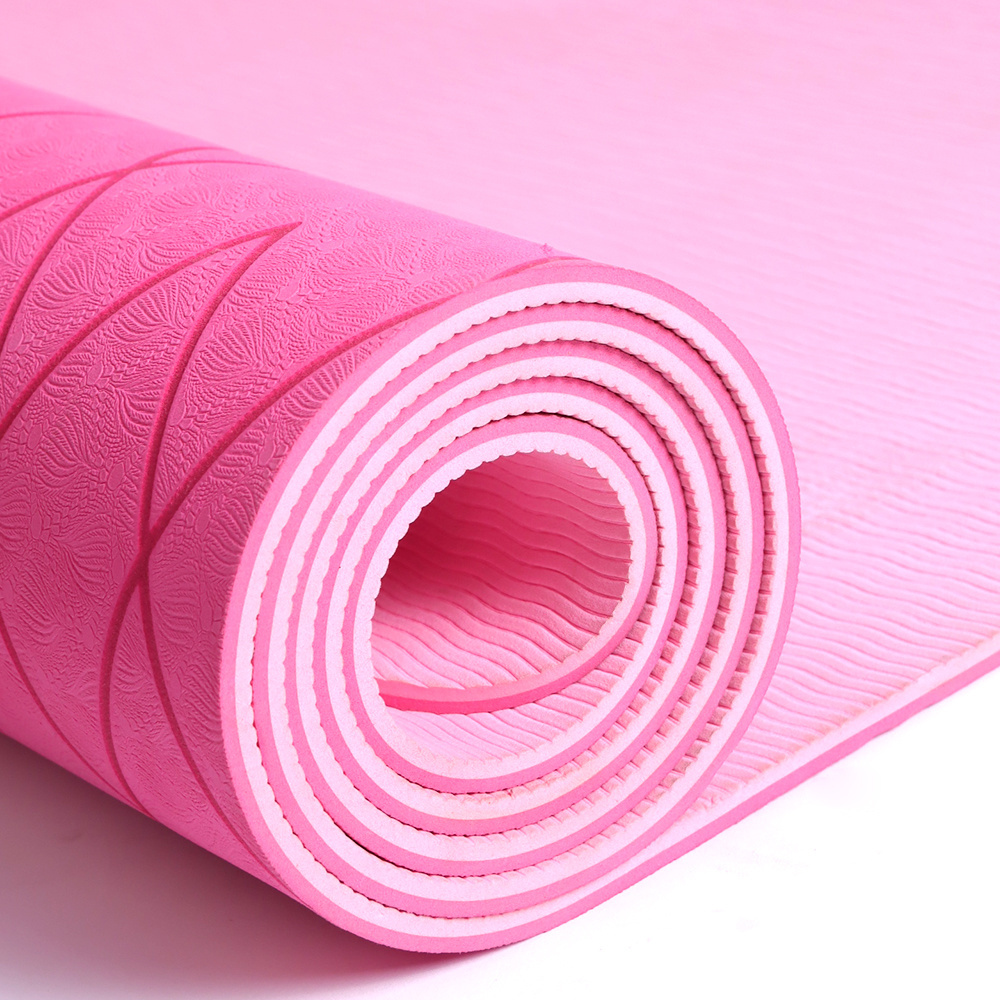 Eco-Friendly TPE Yoga Mat with Alignment Lines, tapetes para yoga Non Slip High Density Estilla, Esteras de Yoga