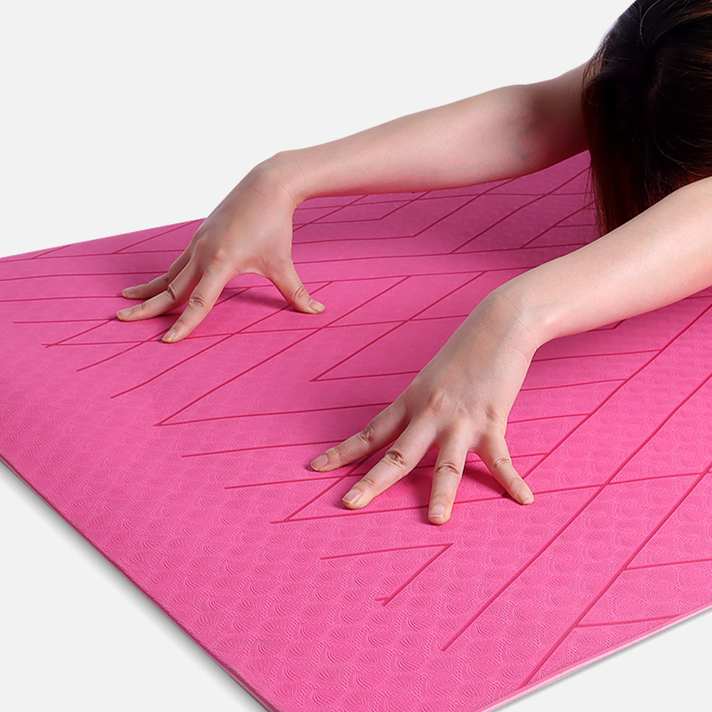 Eco-Friendly TPE Yoga Mat with Alignment Lines, tapetes para yoga Non Slip High Density Estilla, Esteras de Yoga