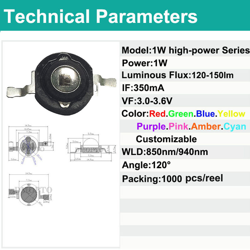 K1 infrared lamp led be using camera light supplement high-power infrared 1-3W 850 940nm