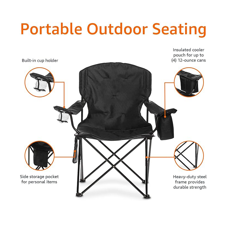 Portable camping chair side pocket cup holder and tote bag suitable for camping car tailgate beach and sports folding chairs