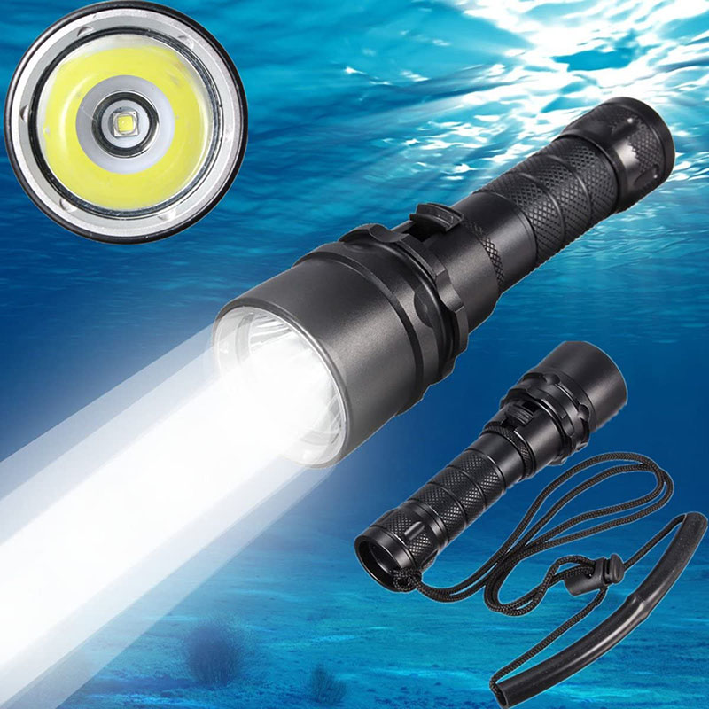 professional diving torch flashlight underwater 6000 lumen aluminum waterproof IP68 flashlight