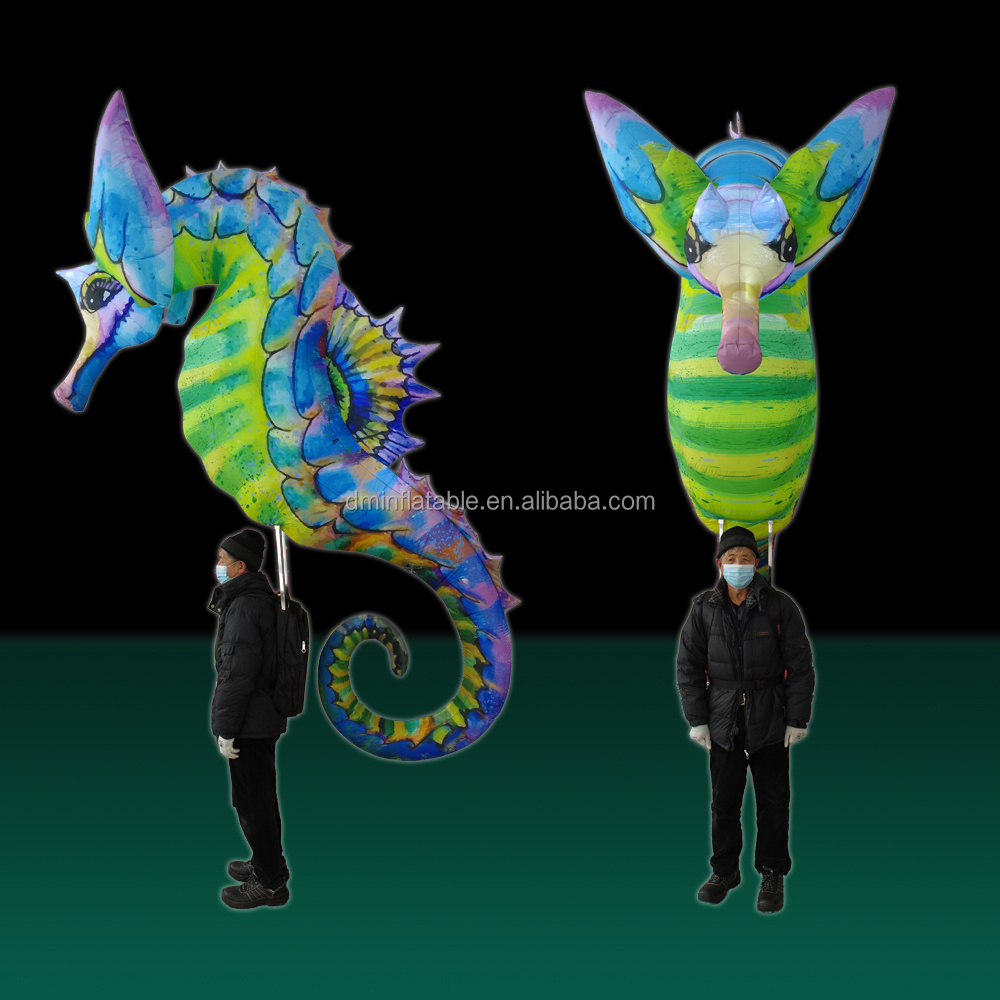 Led Lighting Holiday Inflatable Fish Puppet Costume and Seahorse puppet For Outdoor Parade Props