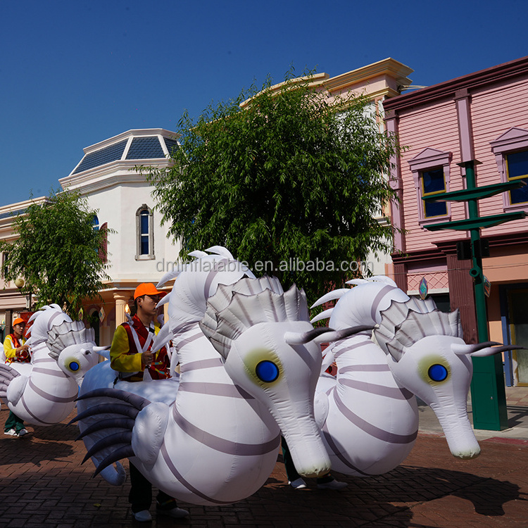 Marine Theme Parade Fish Sea Turtles Shape Inflatable Seahorse Costume Puppet with Light Decoration