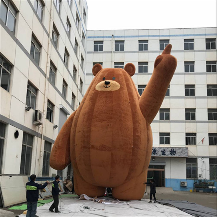 High Quality Plush Fur Brown Bear Inflatable cartoon Mascot giant inflatable fur Teddy bear for sale advertising inflatable