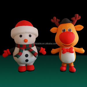 Custom XMAS walking plush inflatable santa claus reindeer cartoon inflatable Christmas costume