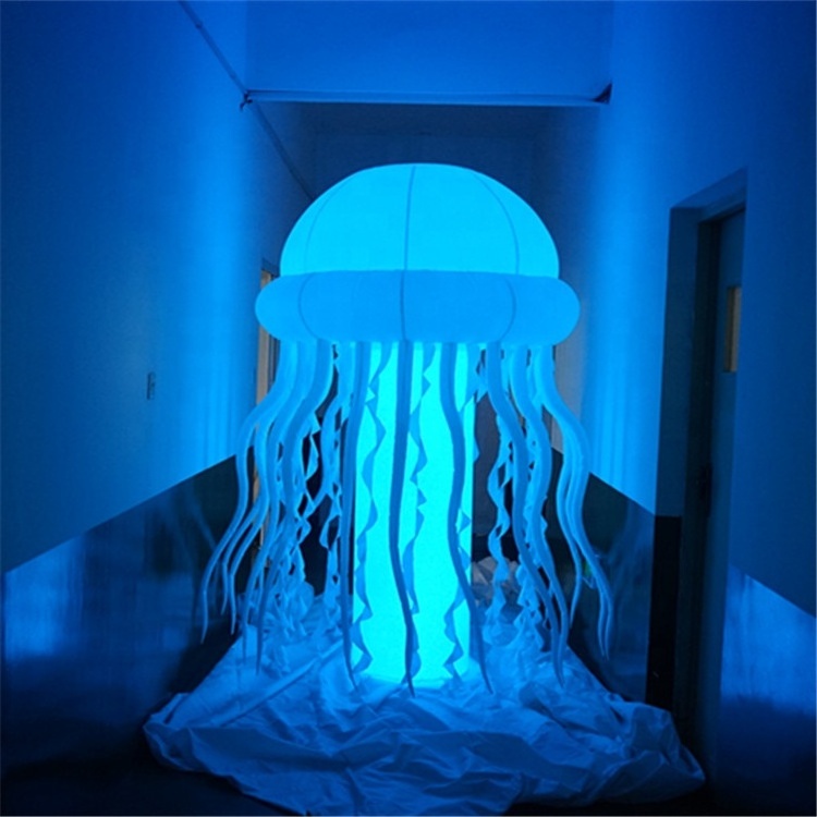 Custom made white inflatable lighting jellyfish, giant hang inflatable jellyfish balloon for decoration