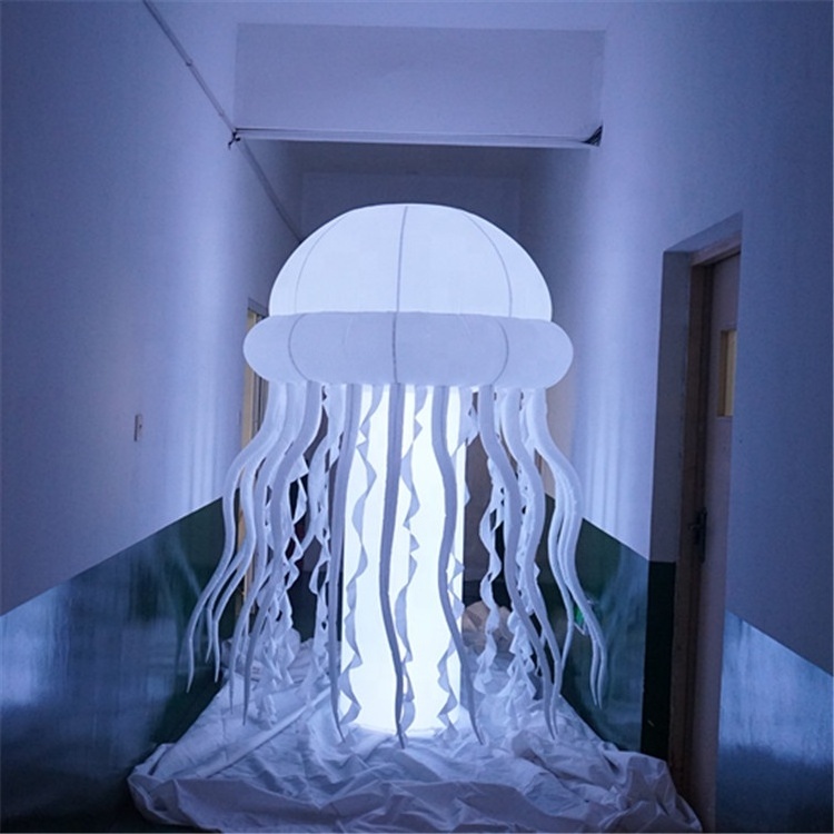 Custom made white inflatable lighting jellyfish, giant hang inflatable jellyfish balloon for decoration