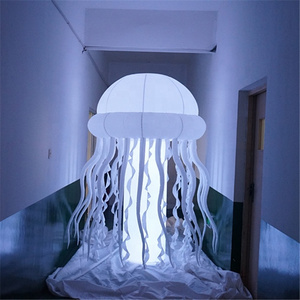 Custom made white inflatable lighting jellyfish, giant hang inflatable jellyfish balloon for decoration