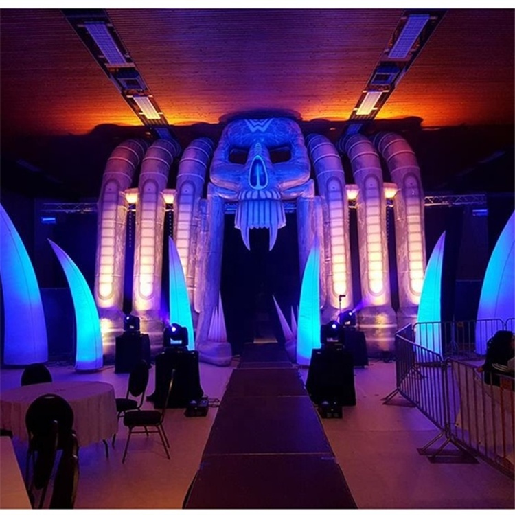 Large halloween party outdoor devil decoration inflatable skull arch for advertising decoration