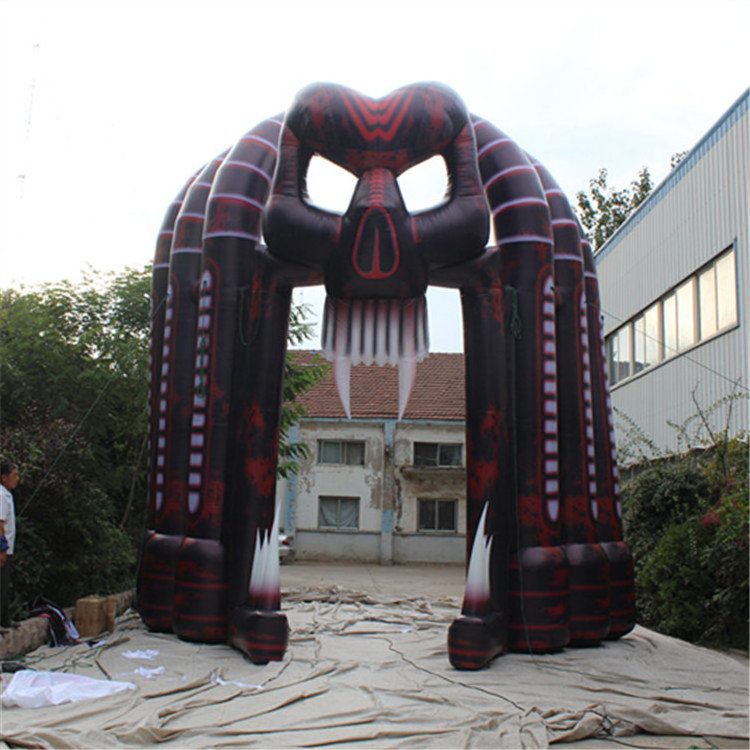 Large halloween party outdoor devil decoration inflatable skull arch for advertising decoration