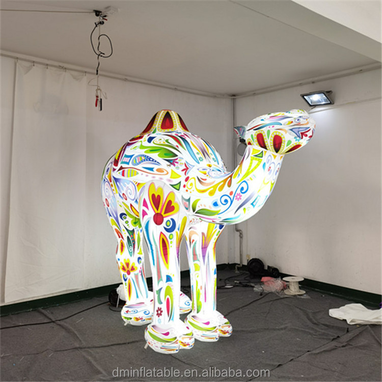 Customized cartoon shape lighting animal model outdoor advertising inflatable camel for event decoration