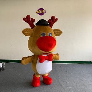 funny carnival parade decoration waking fur plush inflatable Reindeer deer mascot costume puppet for Christmas event decoration