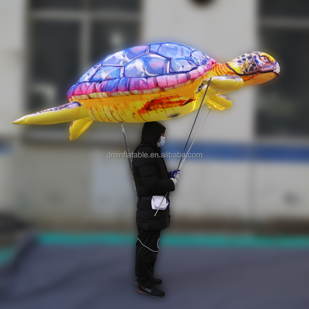 Giant Colorful Inflatable Fish Theme Parade Props Custom Walking Inflatable Sea Turtle Blow Up Marine Animal Balloon