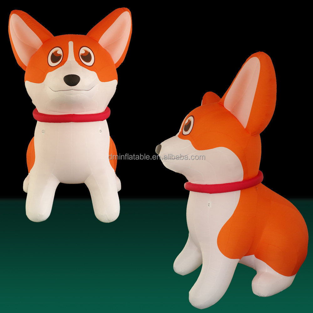 Custom made advertising cute inflatable corgis ,giant inflatable animal pet dog