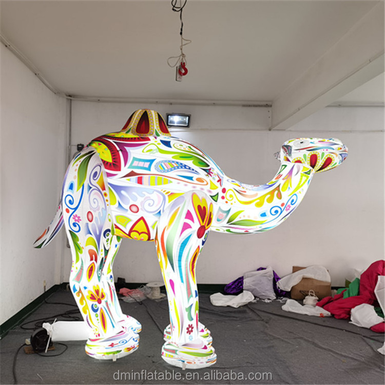 Customized cartoon shape lighting animal model outdoor advertising inflatable camel for event decoration