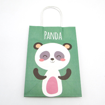 Cartoon Animal Gift Bags Panda Giraffe Jungle Party Candy Favors Paper Bags with Handles Birthday Party Supplies Kids