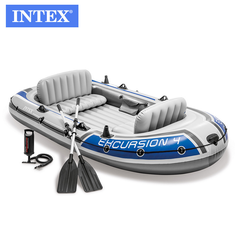 INTEX 68324 EXCURSION 4 BOAT SET INFLATABLE KAYAK FOUR SEATS AIRBOAT