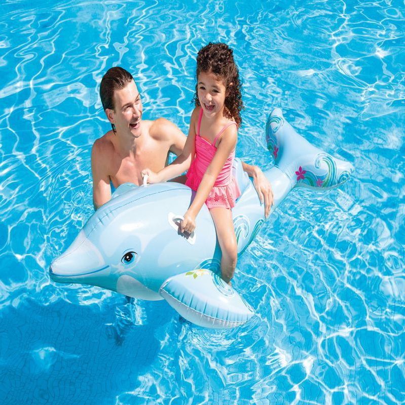 INTEX 58535 ride-on Children float Toy with 2 Heavy Duty Handles Inflatable Shark Toys Pool Float