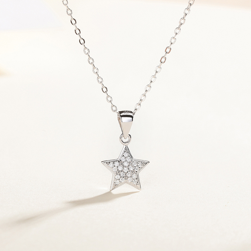 925 sterling silver Cubic Zircon Five Star star diamond Necklace Geometric Star Pendant Necklace Designer For Women