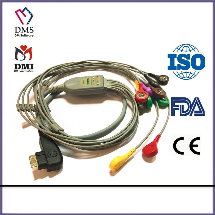 One-Piece 3-Lead/5-Lead Holter ECG/EKG Cable