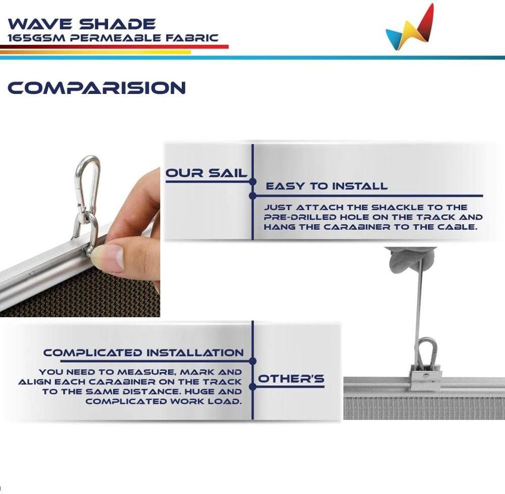 Retractable Shade Canopy Replacement Cover for Pergola Frame Slide on Wire Cable Wave Drop Shade Cover Shade Sail Awning