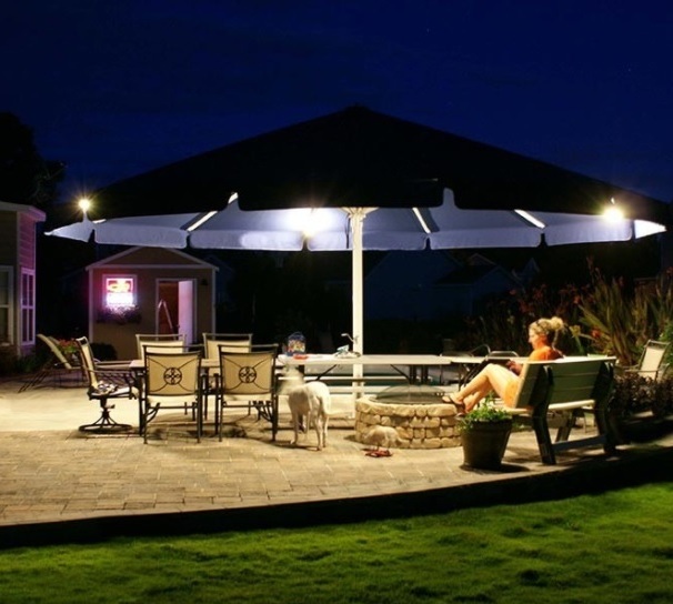 Outdoor Sunshade Solar LED Light Patio Umbrella,Outdoor Umbrella