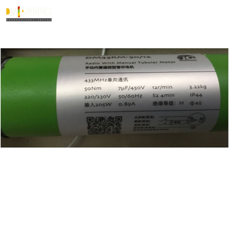 110V/230V 50HZ Linear Tubular Electric Awning Motor -20~60 Degree All-season Not Support 433.92 10PCS 50N 12 44 45