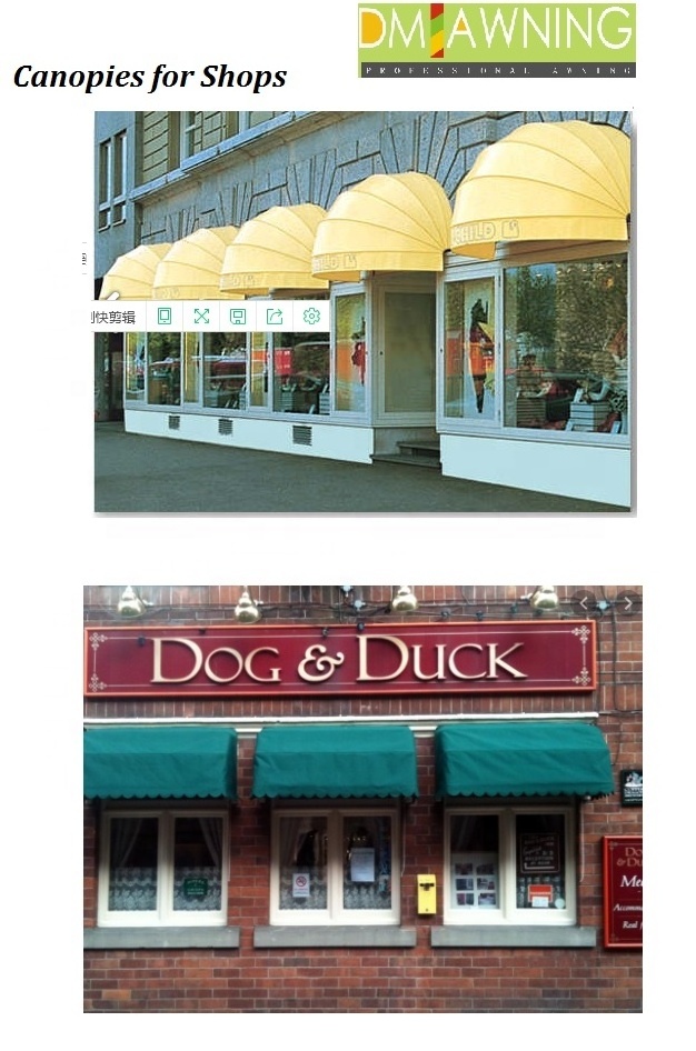 Aluminum Canopy Door Retractable Dutch Dome Awning 6306120000 Plastic 52x10mm Alu-anodized Polyester or Acrylic