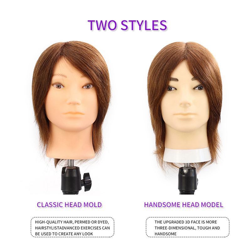 Wholesale Price 100% Real Hair Training Head For Barber Salon Mannequin Heads